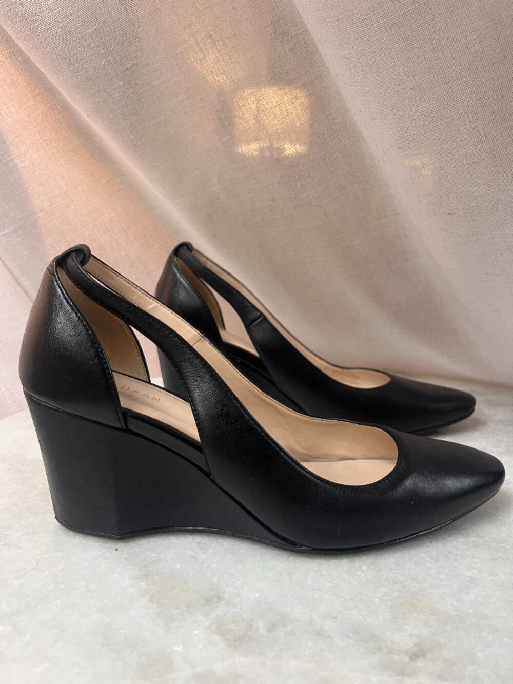 Cole Haan Grand Ambition Black Leather Wedge Pump | Size 7.5